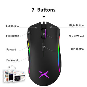 Delux M625 RGB Backlight FPS Gaming Mouse-Gamers' Surface NZ